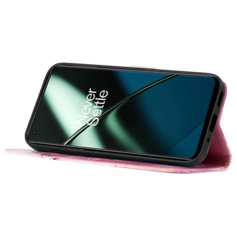 Leren Hoesje voor OnePlus Nord CE 3 Lite 5G Marmeren Schouderriem