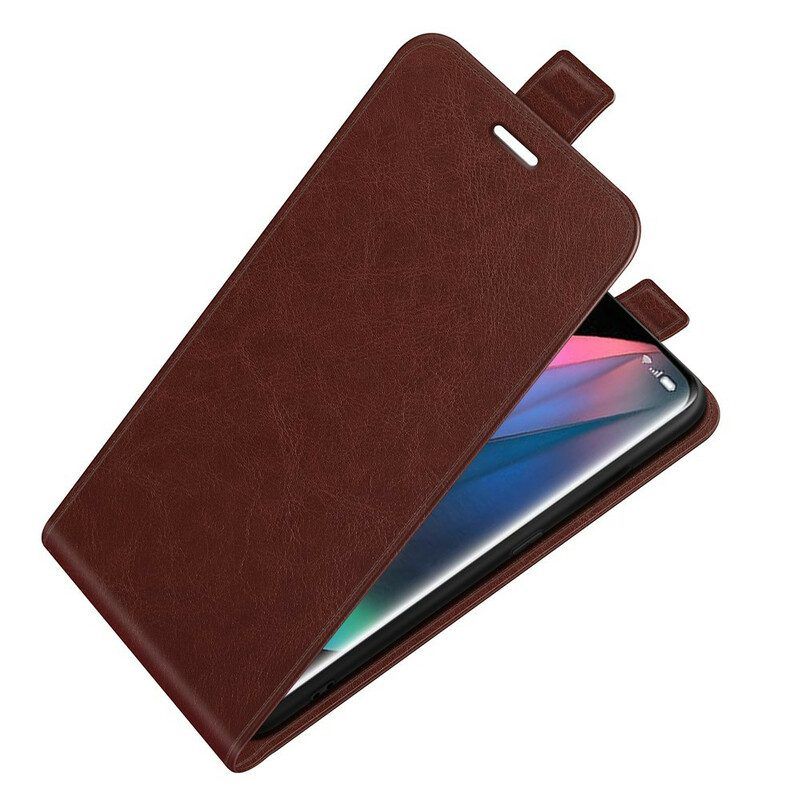 Leren Hoesje voor Oppo Find X3 Pro Folio-hoesje Verticale Flap Met Leereffect