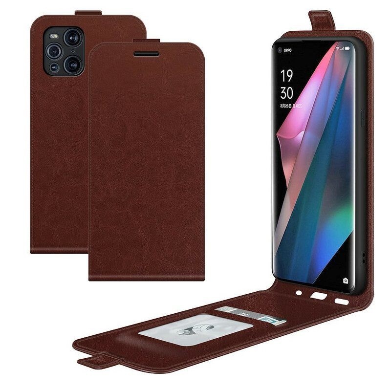 Leren Hoesje voor Oppo Find X3 Pro Folio-hoesje Verticale Flap Met Leereffect