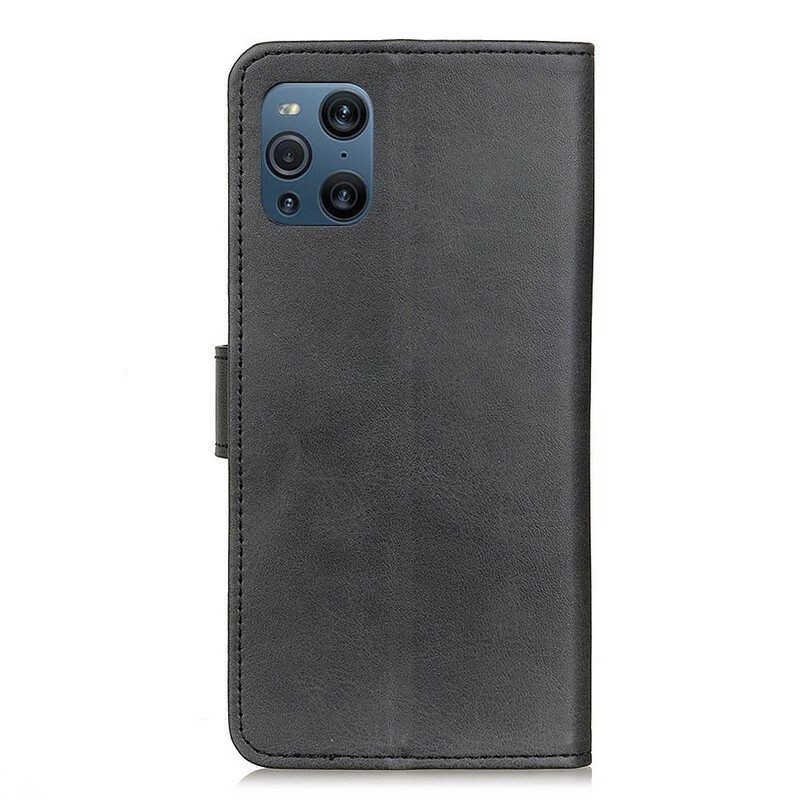 Leren Hoesje voor Oppo Find X3 Pro Mat Vintage Leereffect