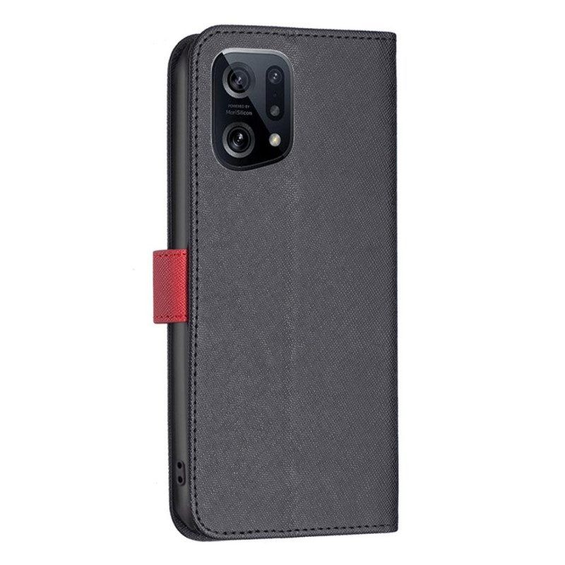 Leren Hoesje voor Oppo Find X5 Imitatieleer Tetxuré Binfen Kleur