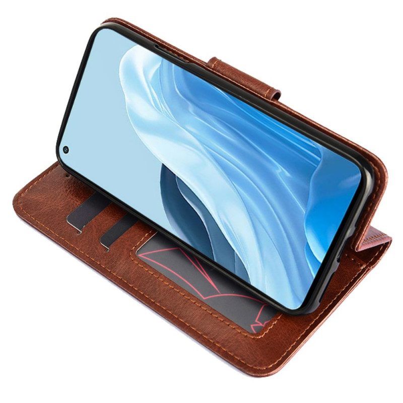 Leren Hoesje voor Oppo Find X5 Lite Folio-hoesje Kleurrijke Magnetische Klep