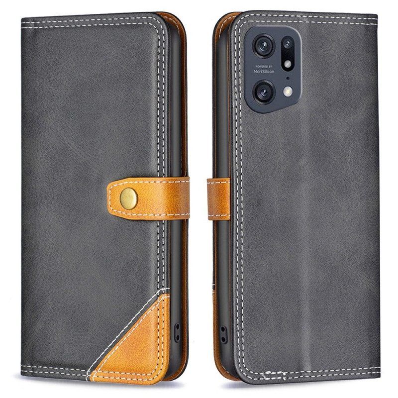 Leren Hoesje voor Oppo Find X5 Pro Binfen Kleurenband