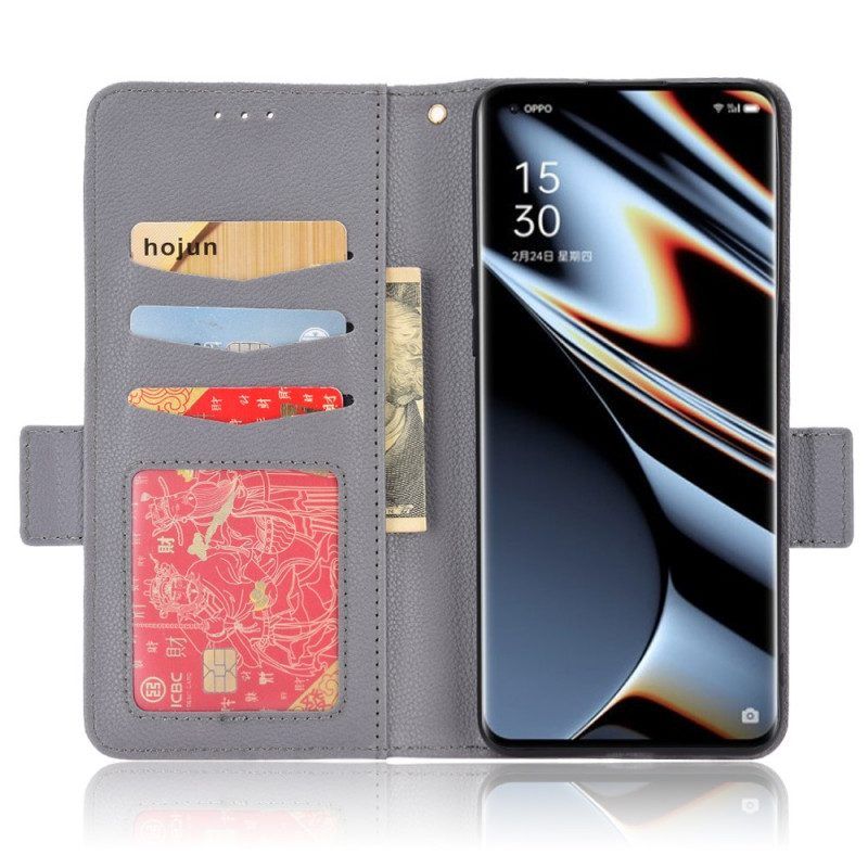 Leren Hoesje voor Oppo Find X5 Pro Traditionele Litchi-leerstijl