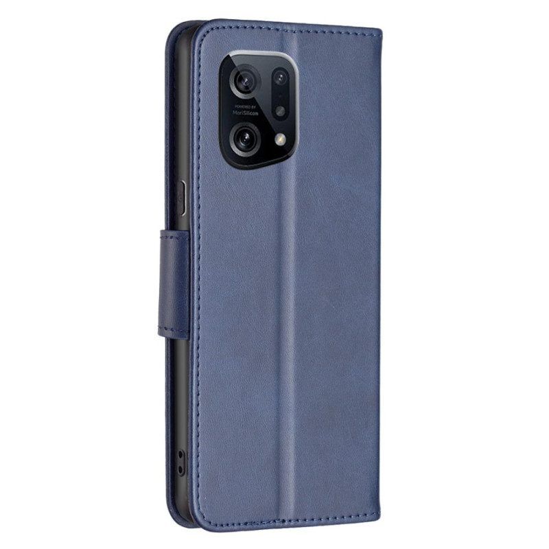 Leren Hoesje voor Oppo Find X5 Schuine Sluiting