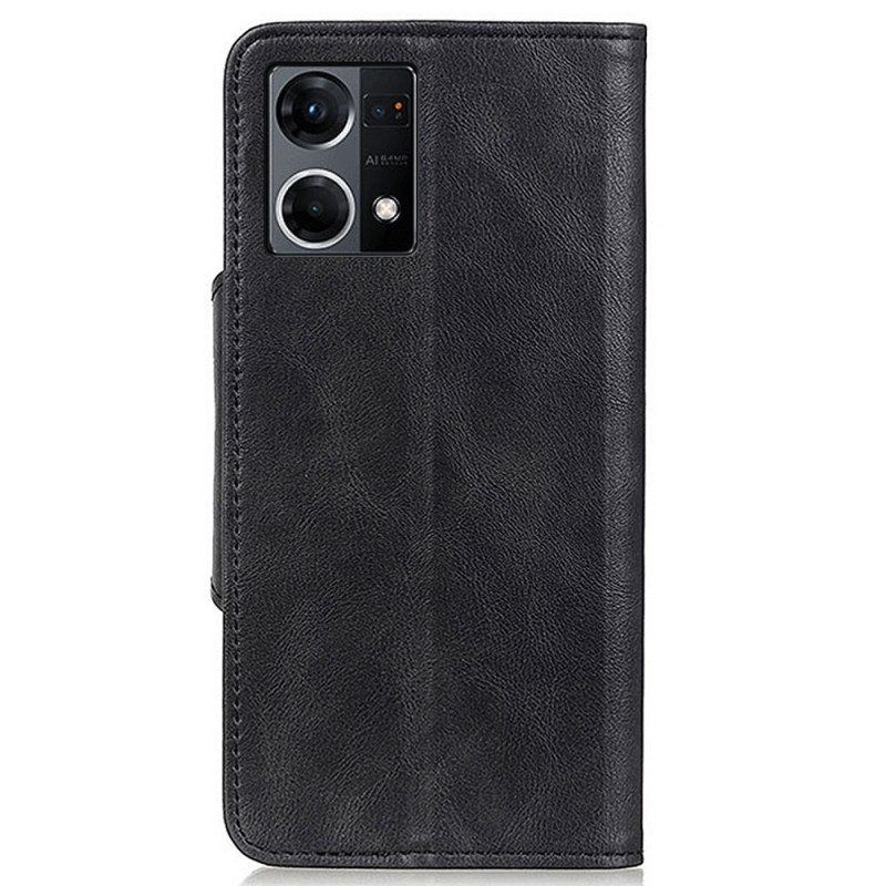 Leren Hoesje voor Oppo Reno 7 Knoop Van Imitatieleer