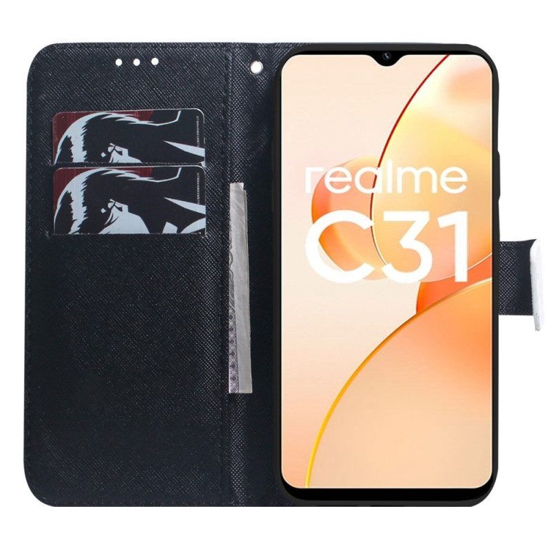 Leren Hoesje voor Realme C35 Raak Mijn Telefoon Niet Aan