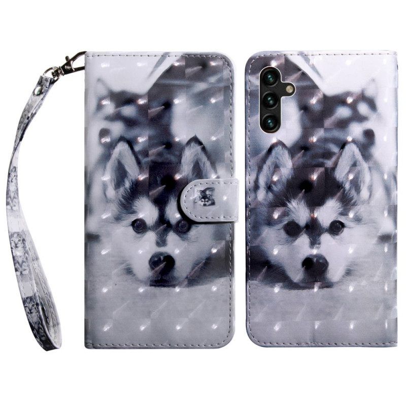 Leren Hoesje voor Samsung Galaxy A13 5G / A04s Driehoeken Met Lanyard