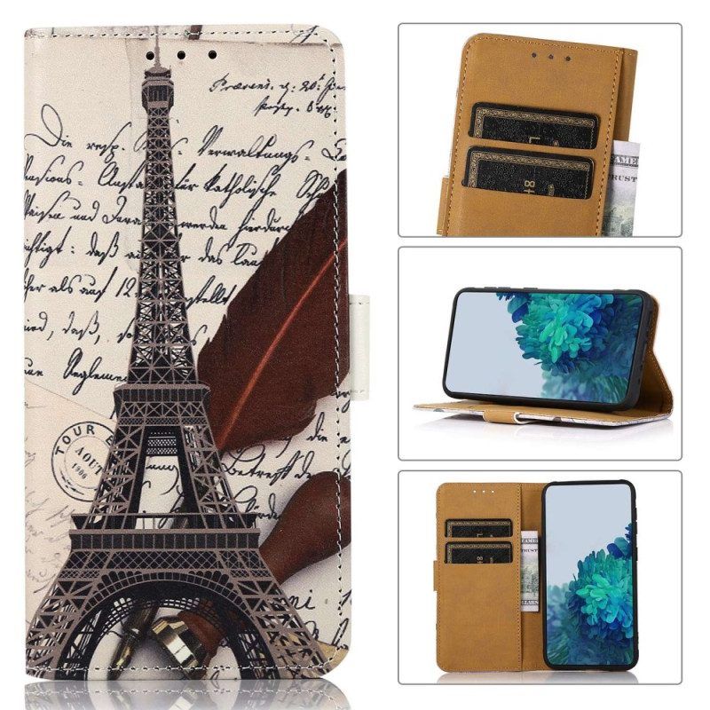 Leren Hoesje voor Samsung Galaxy A14 / A14 5G Dichters Eiffeltoren