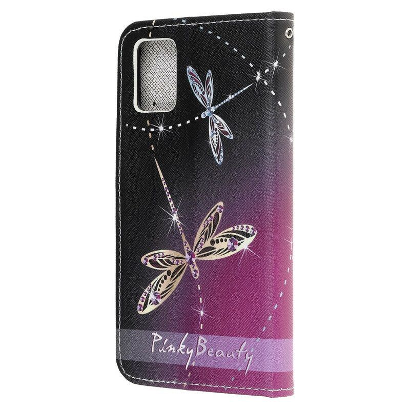 Leren Hoesje voor Samsung Galaxy A52 4G / A52 5G / A52s 5G Met Ketting Strappy Libellen