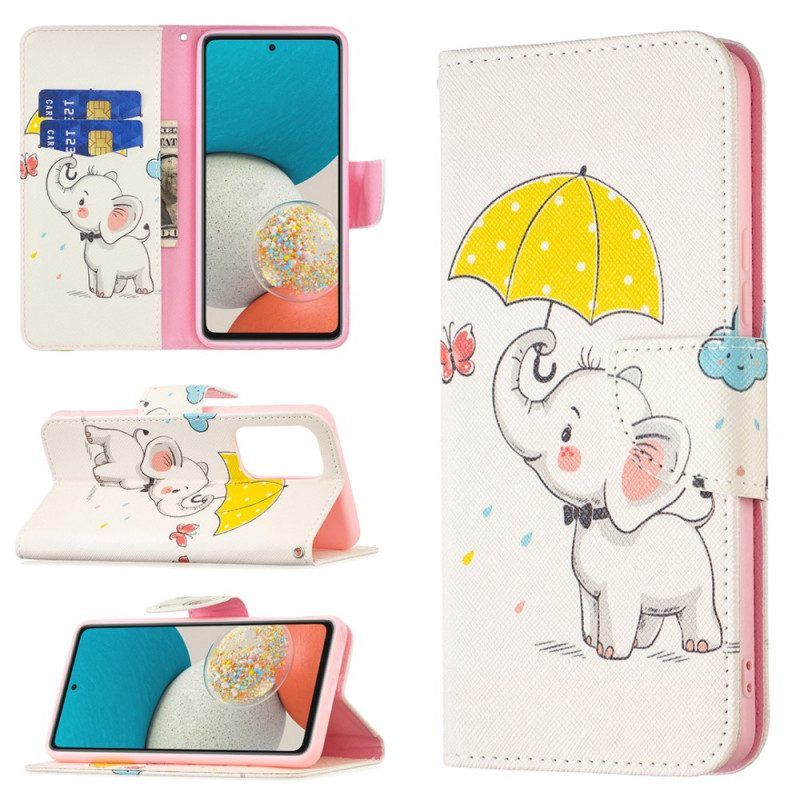 Leren Hoesje voor Samsung Galaxy A53 5G Baby Olifant