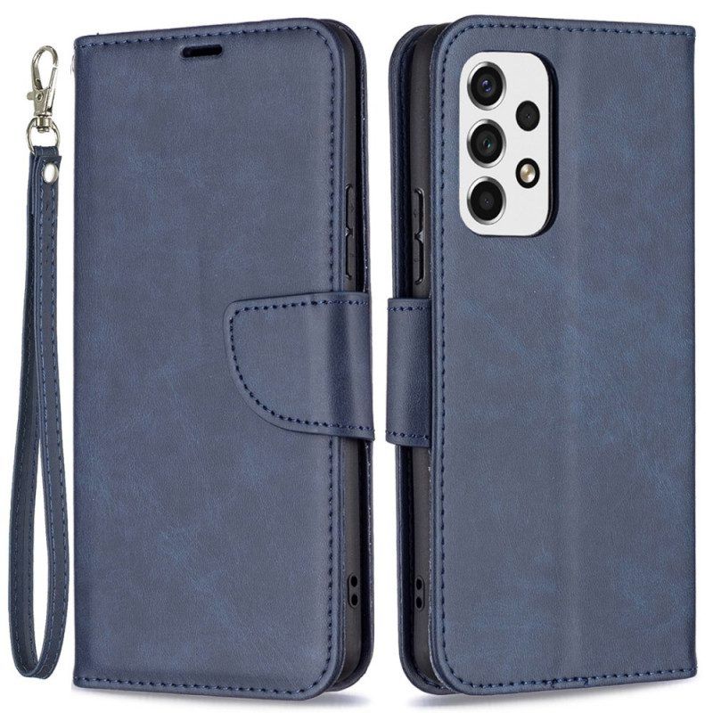 Leren Hoesje voor Samsung Galaxy A53 5G Gladde Schuine Sluiting