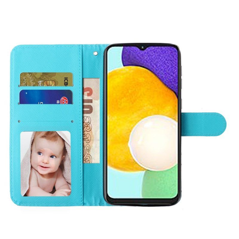 Leren Hoesje voor Samsung Galaxy A53 5G Met Ketting Marmer Strippen