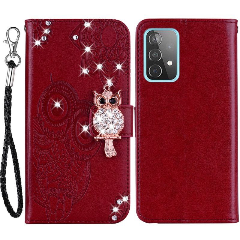 Leren Hoesje voor Samsung Galaxy A53 5G Uil Mandala En Charme