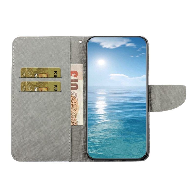 Leren Hoesje voor Samsung Galaxy A54 5G Met Ketting Lanyard Motten