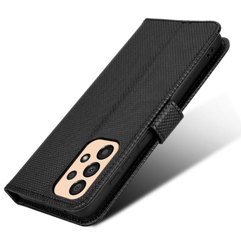 Leren Hoesje voor Samsung Galaxy M23 5G Structuurpatroon Met Riem