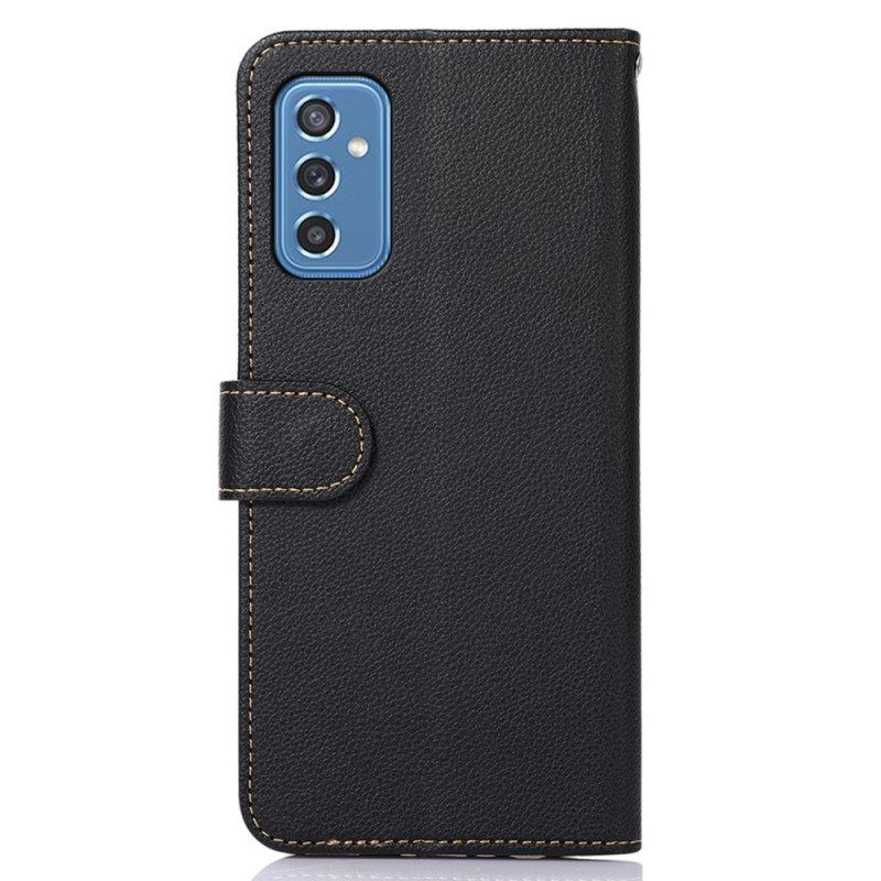 Leren Hoesje voor Samsung Galaxy M52 5G Lychee-stijl Rfid Khazneh