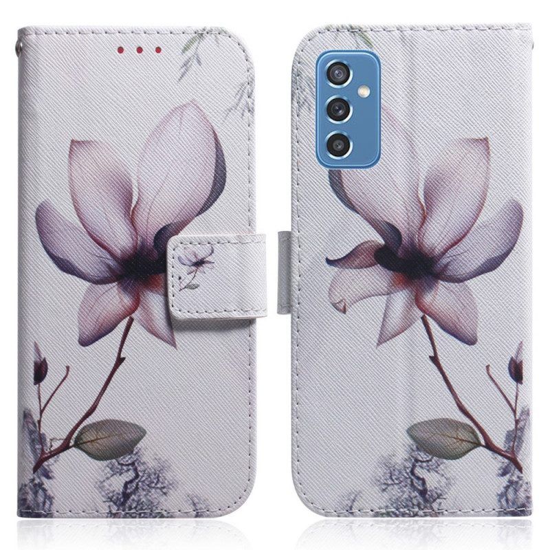 Leren Hoesje voor Samsung Galaxy M52 5G Paarse Bloem