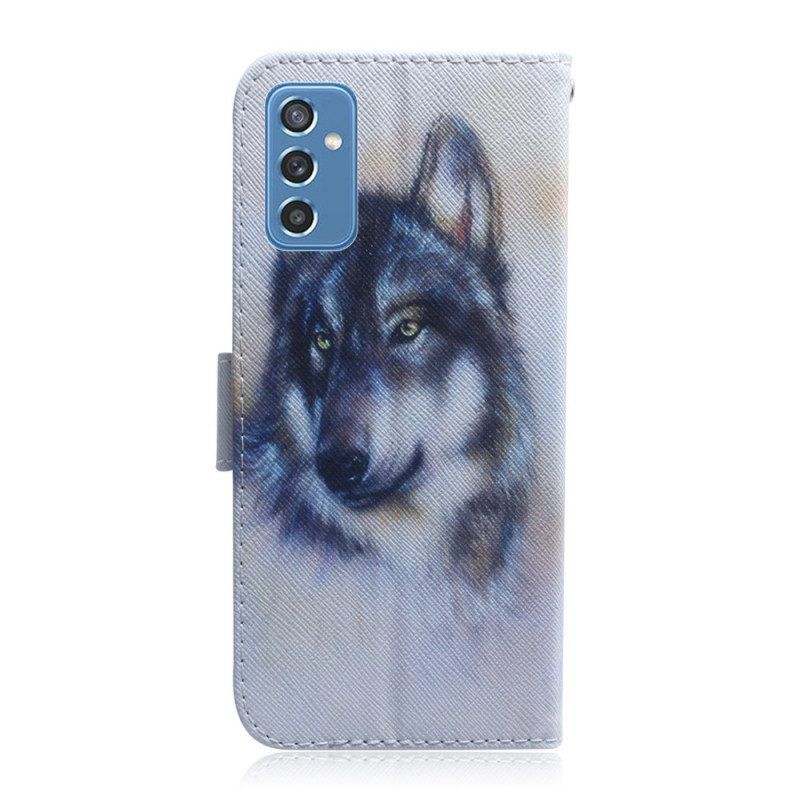 Leren Hoesje voor Samsung Galaxy M52 5G Winterwolf