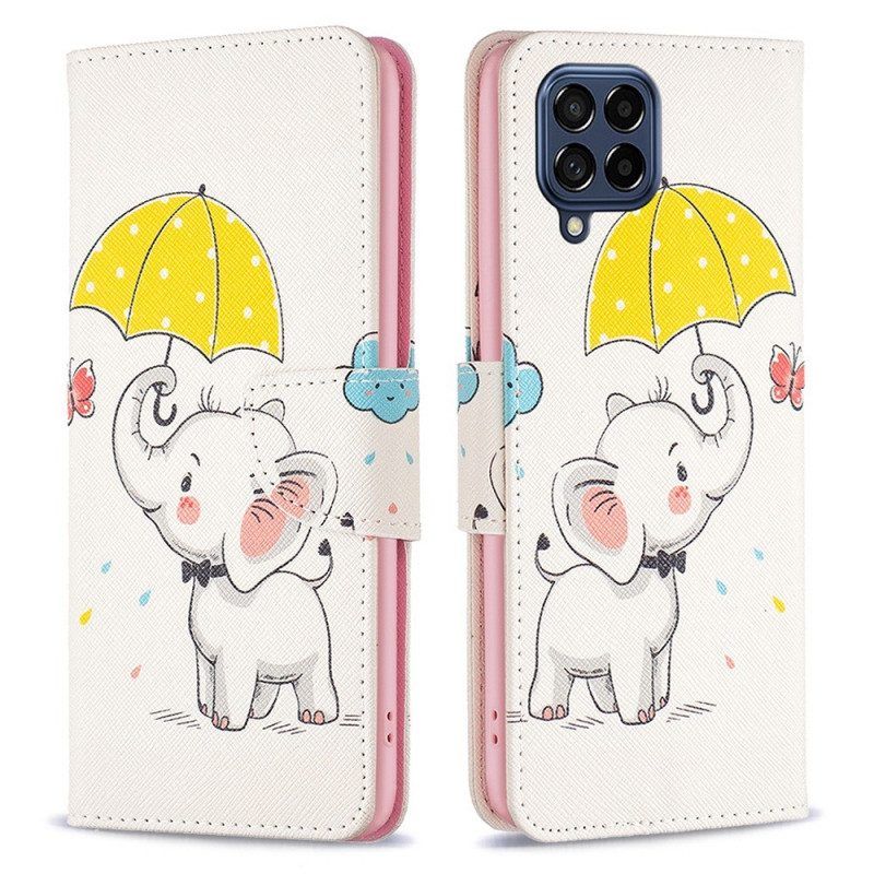 Leren Hoesje voor Samsung Galaxy M53 5G Baby Olifant