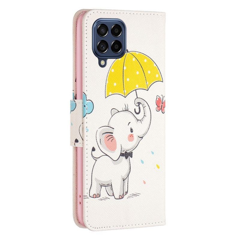 Leren Hoesje voor Samsung Galaxy M53 5G Baby Olifant