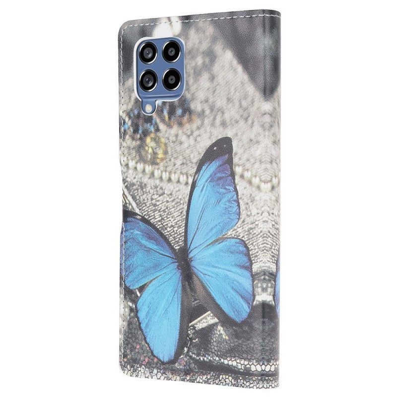 Leren Hoesje voor Samsung Galaxy M53 5G Blauwe Vlinder