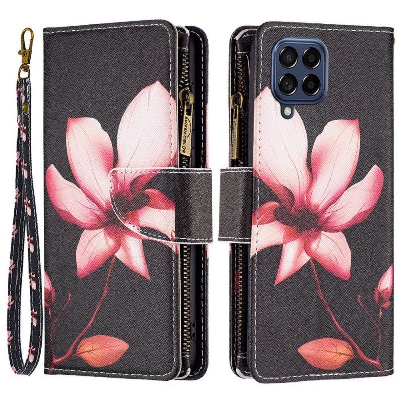 Leren Hoesje voor Samsung Galaxy M53 5G Portemonnee Leren Bloemen Portemonnee