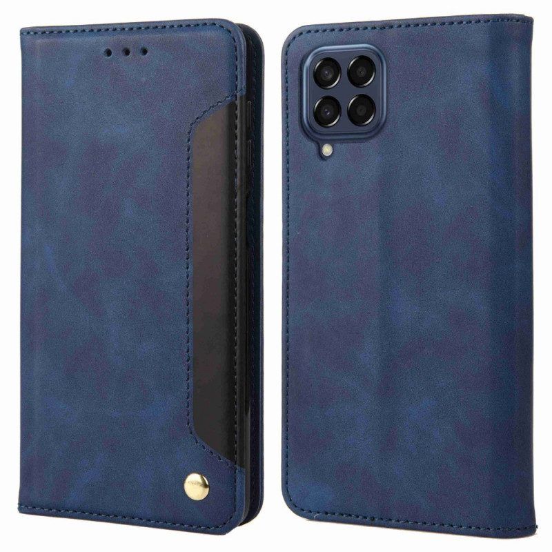 Leren Hoesje voor Samsung Galaxy M53 5G Tweekleurige Elegantie