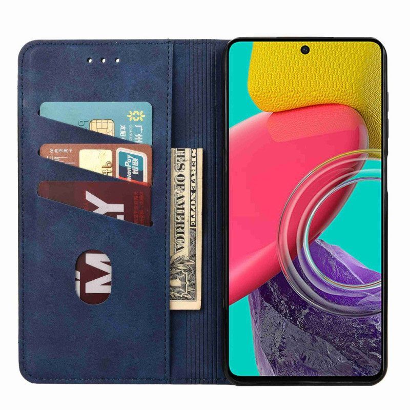 Leren Hoesje voor Samsung Galaxy M53 5G Tweekleurige Elegantie