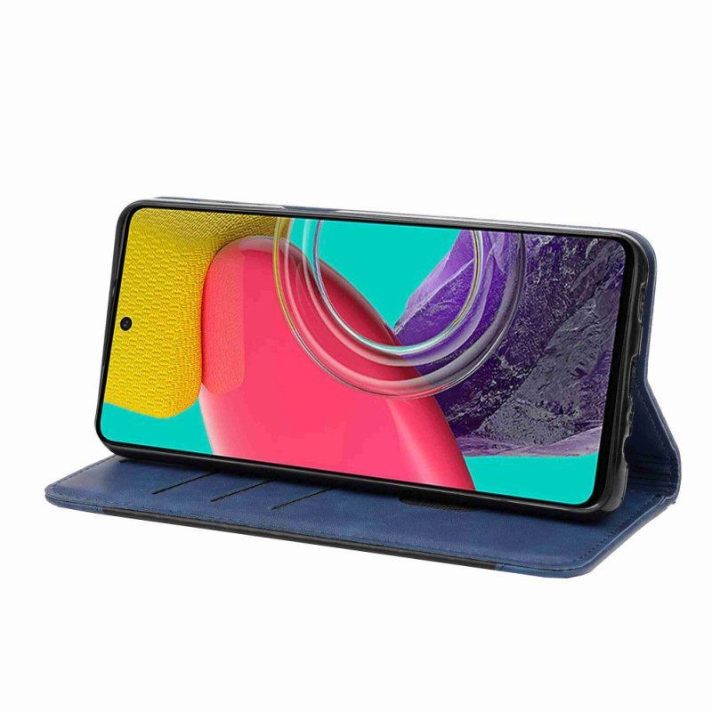 Leren Hoesje voor Samsung Galaxy M53 5G Tweekleurige Elegantie