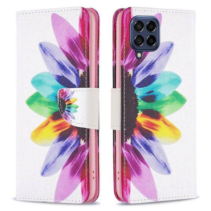 Leren Hoesje voor Samsung Galaxy M53 5G Waterverf Bloem