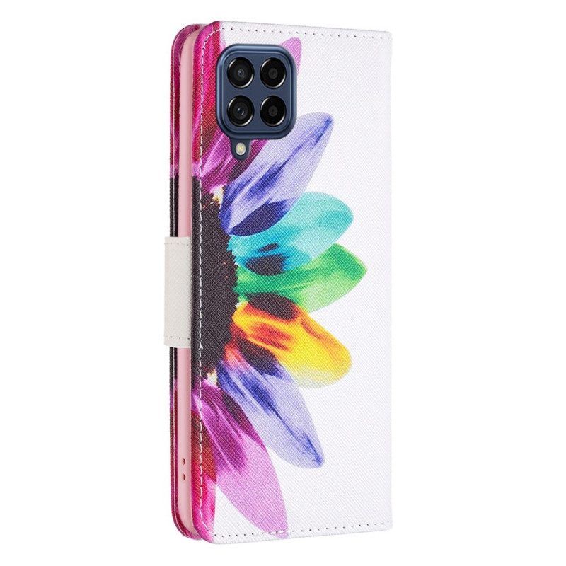 Leren Hoesje voor Samsung Galaxy M53 5G Waterverf Bloem