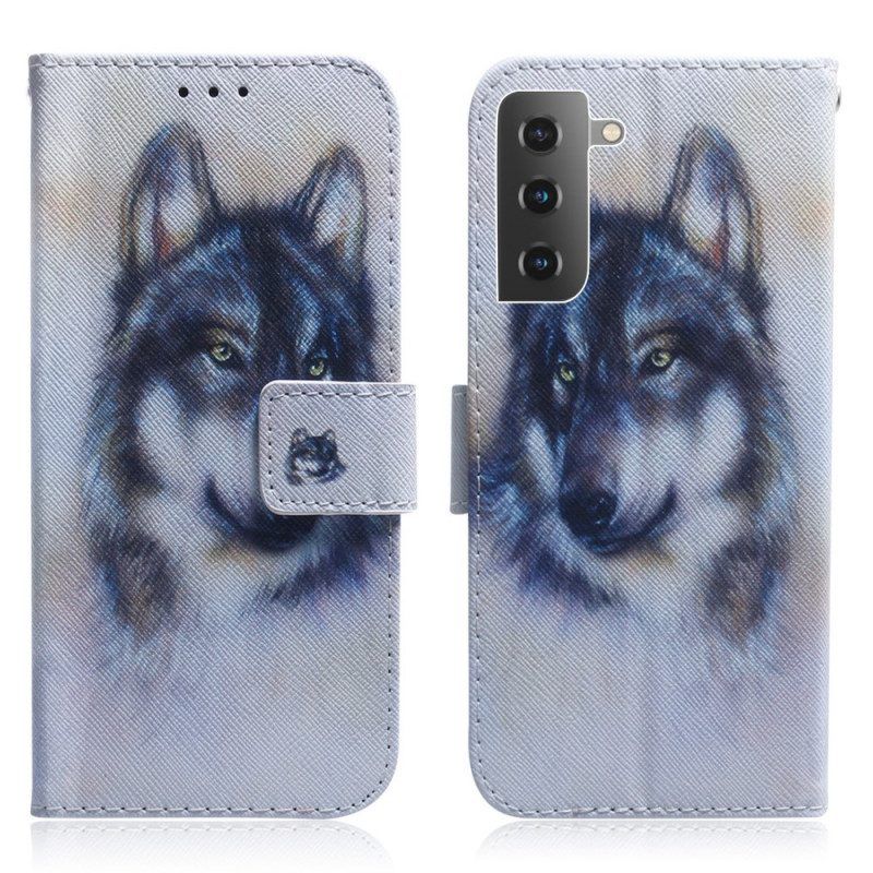 Leren Hoesje voor Samsung Galaxy S22 5G Honden Uiterlijk