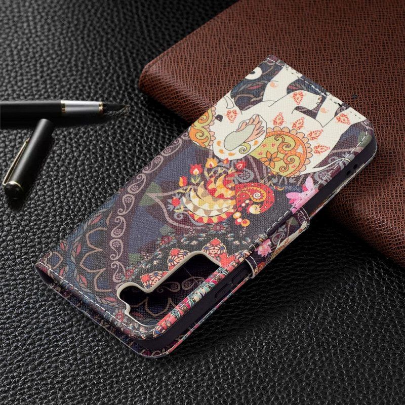 Leren Hoesje voor Samsung Galaxy S22 5G Indische Olifant