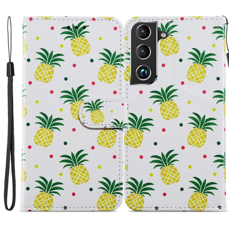 Leren Hoesje voor Samsung Galaxy S22 5G Meerdere Ananas