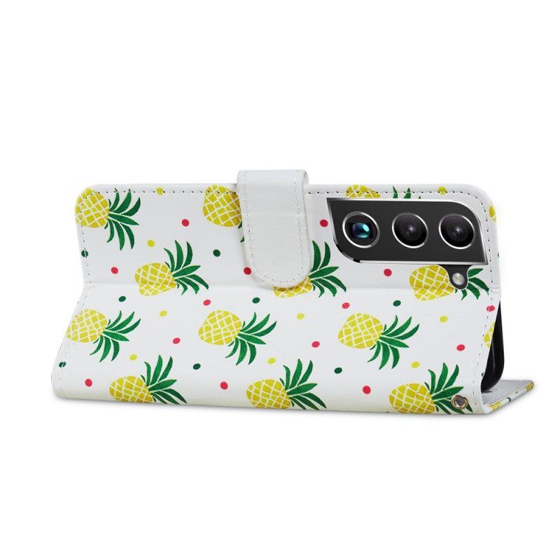 Leren Hoesje voor Samsung Galaxy S22 5G Meerdere Ananas