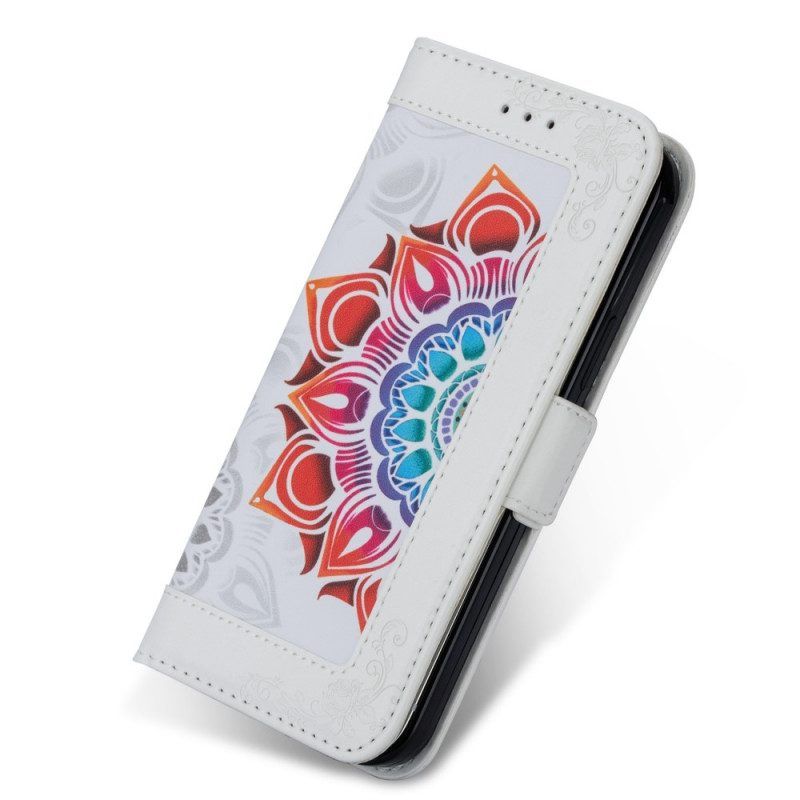 Leren Hoesje voor Samsung Galaxy S22 5G Met Ketting Bandjes Mandala Decoratie