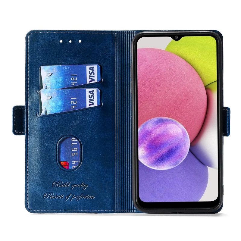 Leren Hoesje voor Samsung Galaxy S22 5G Tweekleurig Kunstleer