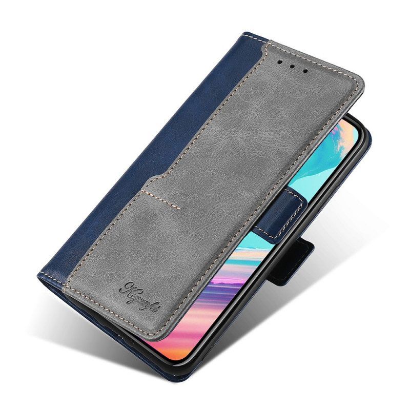 Leren Hoesje voor Samsung Galaxy S22 5G Tweekleurig Kunstleer