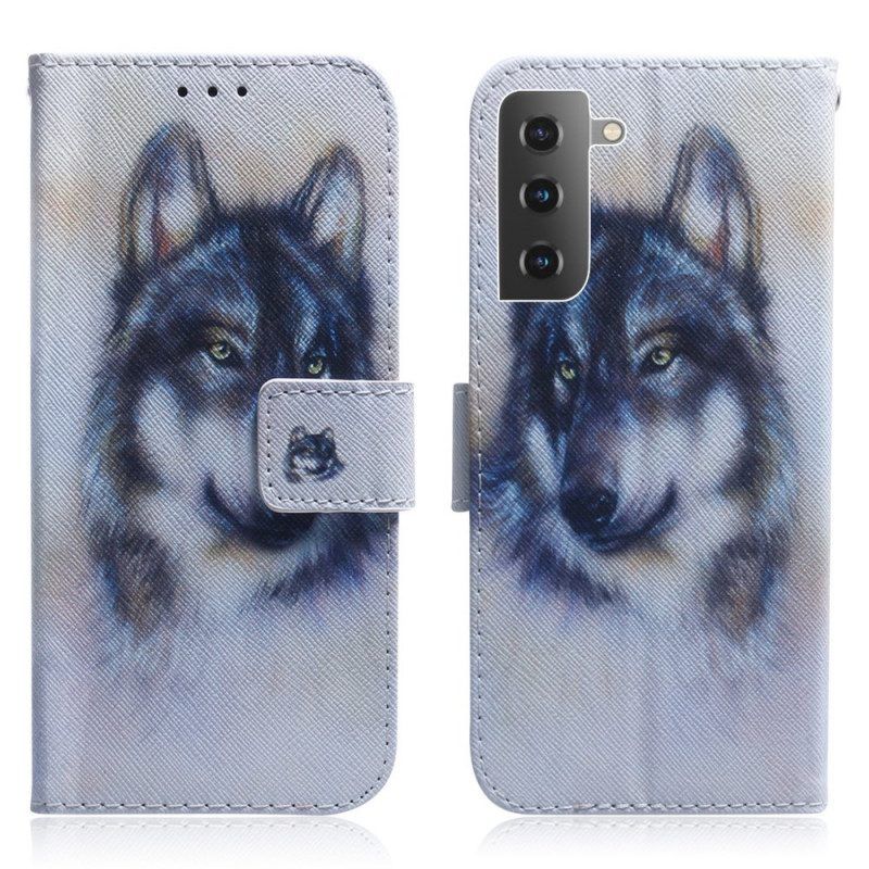 Leren Hoesje voor Samsung Galaxy S22 Plus 5G Honden Uiterlijk