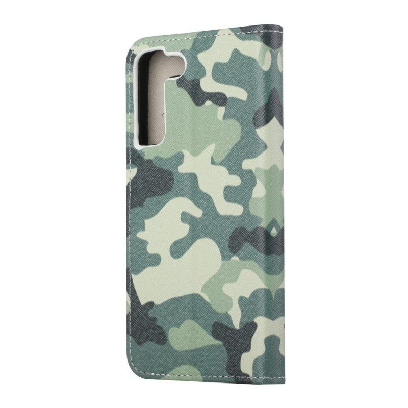 Leren Hoesje voor Samsung Galaxy S22 Plus 5G Militaire Camouflage