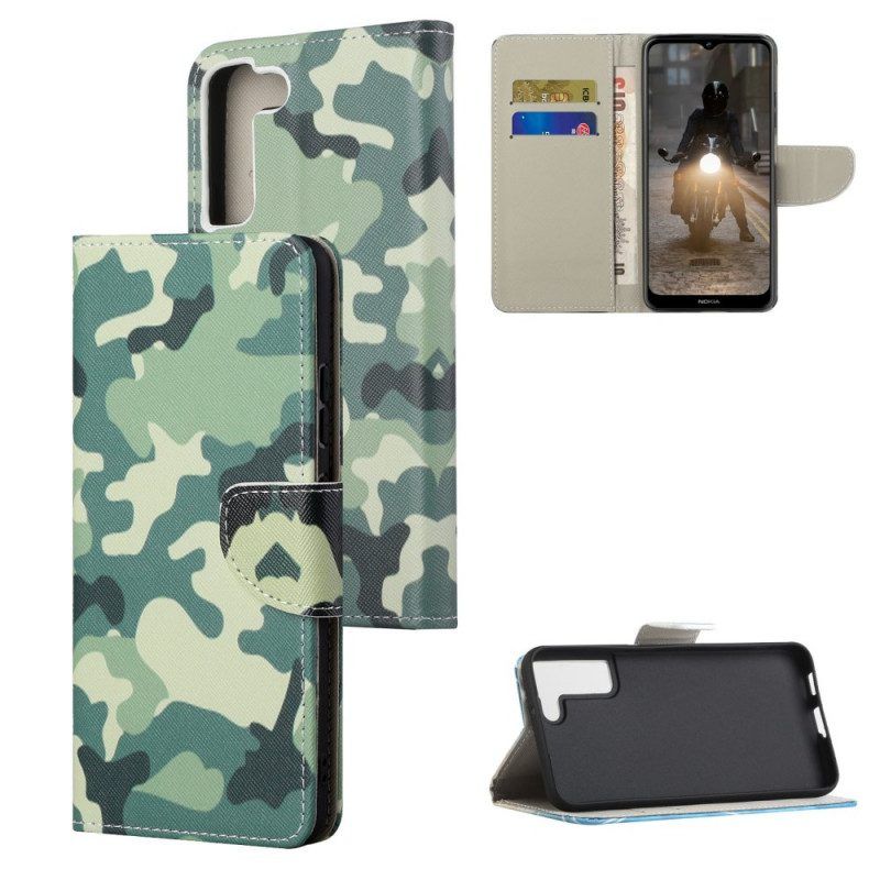 Leren Hoesje voor Samsung Galaxy S22 Plus 5G Militaire Camouflage