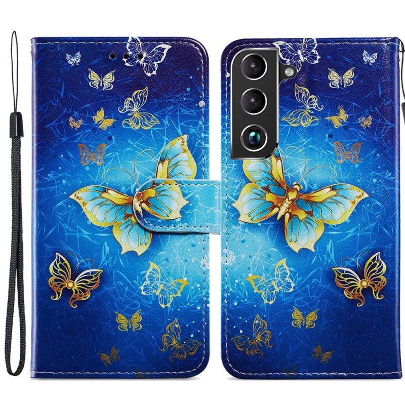 Leren Hoesje voor Samsung Galaxy S22 Plus 5G Vlucht Van Vlinders