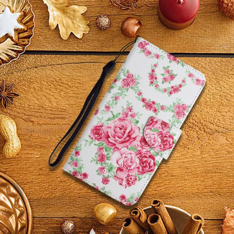 Leren Hoesje voor Samsung Galaxy S22 Plus 5G Vrijheid Koninklijke Bloemen