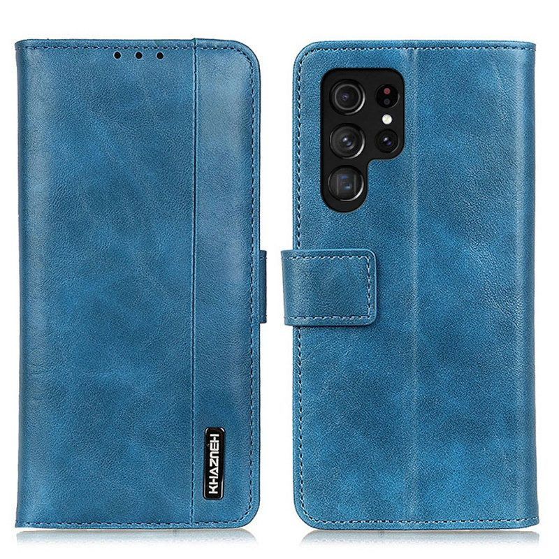 Leren Hoesje voor Samsung Galaxy S22 Ultra 5G Kunstleer Elegantie Khazneh