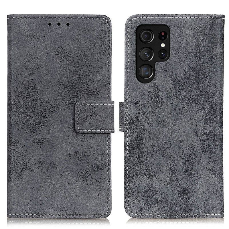 Leren Hoesje voor Samsung Galaxy S22 Ultra 5G Vintage Leereffect