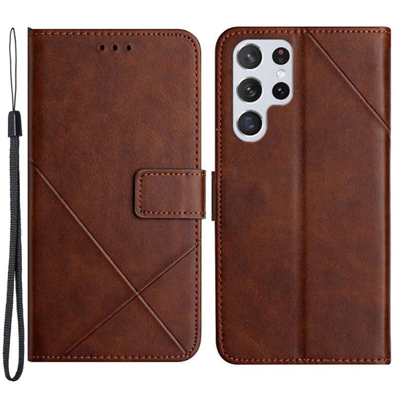 Leren Hoesje voor Samsung Galaxy S22 Ultra 5G X Design Geo Lederen Stijl