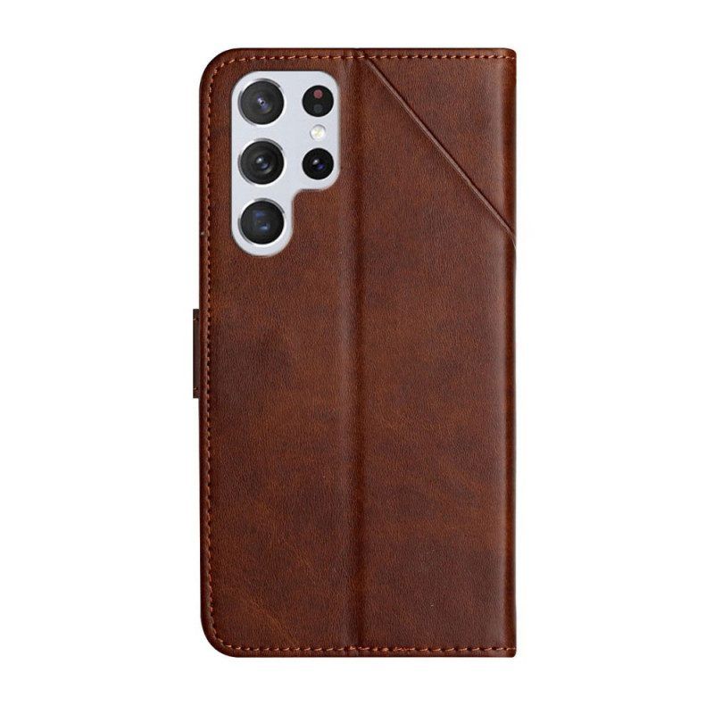 Leren Hoesje voor Samsung Galaxy S22 Ultra 5G X Design Geo Lederen Stijl