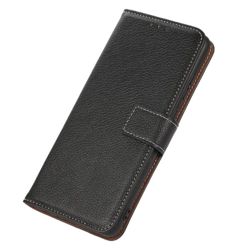 Leren Hoesje voor Samsung Galaxy S23 5G Lychee Lederen Stijl