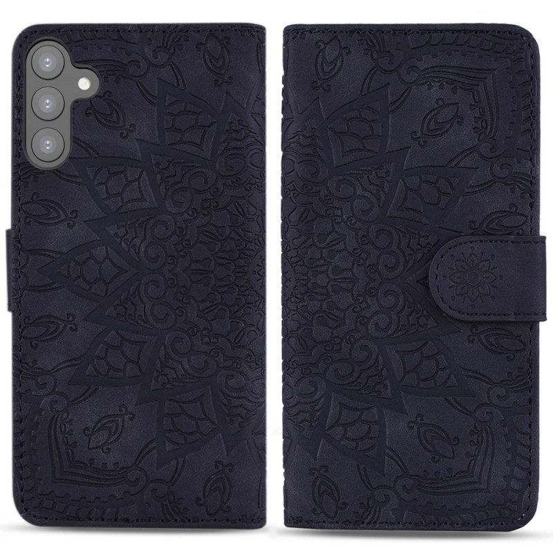 Leren Hoesje voor Samsung Galaxy S23 5G Met Ketting Stijlvolle Strappy Mandala